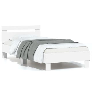 voodiraam peatsi ja LED-tuledega,valge , 75x190 cm