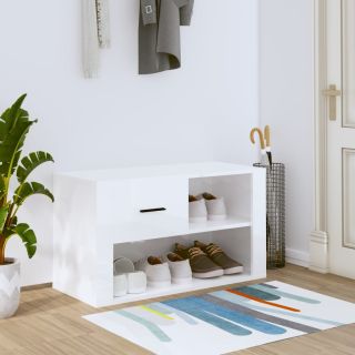 jalatsikapp, kõrgläikega valge, 80 x 35 x 45 cm, tehispuit