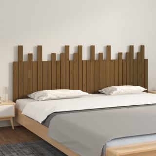 Изголовье кровати настенное, медово-коричневое, 204x3x80 см, сосна