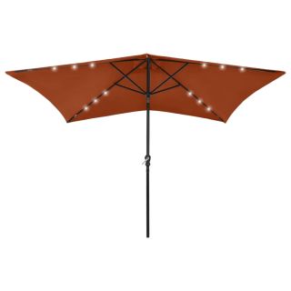 aia päikesevari LEDide ja teraspostiga, terrakota, 2 x 3 m