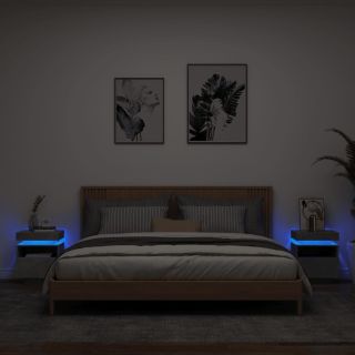 прикроватные тумбочки со светодиодной подсветкой 2 шт., бетонно-серый, 40 x 39 x 48,5 см