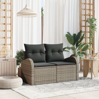 2-kohaline aia sofa koos ladustamise ja padjadega hall polürotang