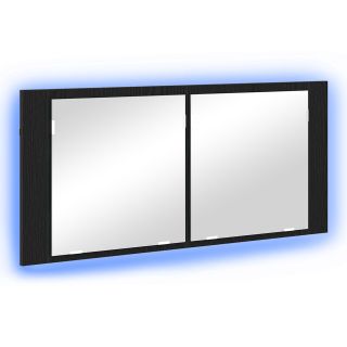 LED peegli kapp Must Tamm 100x12x45 cm Töödeldud Puit