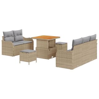 8-osaline aiadiivanite komplekt koos padjadega Beež Polü rattan Akaatsia,2-kohaline aiadiivan koos padjadega Beež Polü rattan,3-osaline aia söögilaudade komplekt koos padjadega Beež Polü rattan Akaatsia