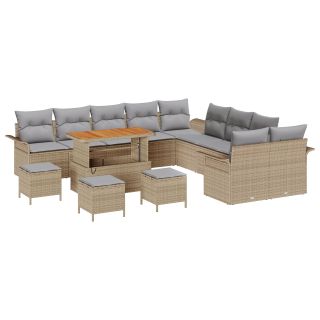 14-osaline Aia Sofakomplekt koos Padjadega Beež Polürotang Acacia,2-kohaline Aia Sofa koos Padjadega Beež Polürotang,4-osaline Aia Toitlustuskomplekt koos Padjadega Beež Polürotang Acacia