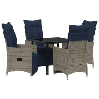 5-osaline aia söögikomplekt pehme Hall Polü Rattan