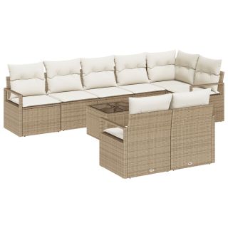 9-osaline aia sohva komplekt padjadega pruun polü rattan,2-kohaline aia sohva padjadega beež polü rattan