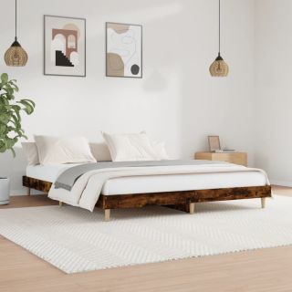 voodiraam ilma madratsita suitsutatud tamm 200x200 cm tehispuit