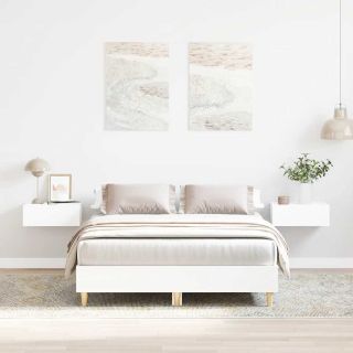 voodiraam ilma madratsita, valge, 120x200cm, teras ja tehispuit