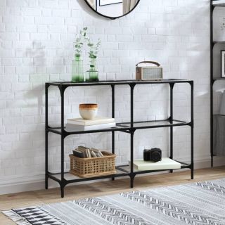 консольный столик, прозрачная стеклянная столешница, 118,5x30x81 см, сталь