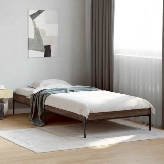 voodiraam, pruun tamm, 75 x 190 cm, tehispuit ja metall