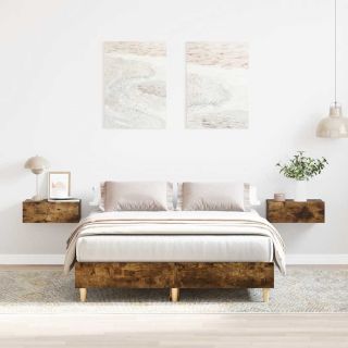 voodiraam ilma madratsita, suitsutatud tamm 140x190 cm
