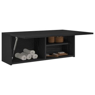 настенный шкаф для ванной комнаты, черный, 80 x 25 x 30 см, искусственное дерево