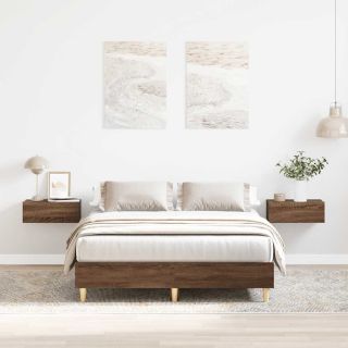 voodiraam ilma madratsita, pruun tamm, 135 x 190 cm, tehispuit