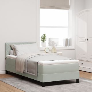 Box Spring Voodi Madratsiga Helehall 90x200 cm Samet