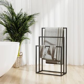 отдельно стоящая вешалка для полотенец, черная, 48 x 24 x 78,5 см, железная