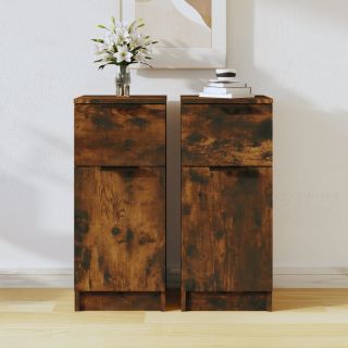 puhvetkapid 2 tk, Suitsutatud tamm, 30 x 30 x 70 cm tehispuit