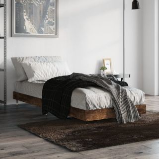 peatsiga voodiraam, ilma madratsita, suitsutatud tamm 75x190 cm