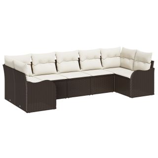 7-osaline aia diivanikomplekt padjadega Pruun polü rattan,2-kohaline aia diivan padjadega Pruun polü rattan