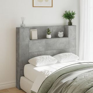 voodipeatsi kapp LED-tuledega, betoonhall, 120x16,5x103,5 cm