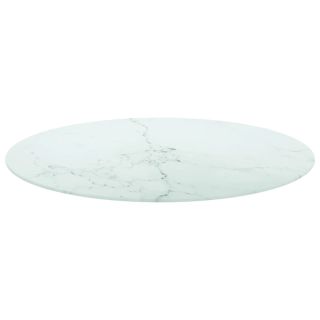 lauaplaat, valge Ø80x1 cm, karastatud klaas marmordisain