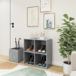 Полка для обуви в прихожую, бетонно-серый, 105x35,5x70 см, искусственное дерево
