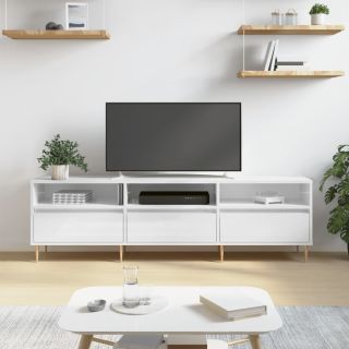 telerikapp, kõrgläikega valge, 150x30x44,5 cm, tehispuit