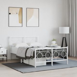 металлический каркас кровати с изголовьем и изножьем, белый, 120 x 200 см