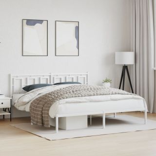 metallist voodiraam peatsiga, valge, 183x213 cm