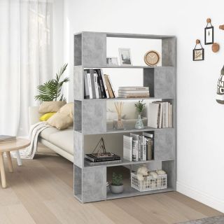 книжная полка/разделитель комнат бетон серый 100x24x155см искусственное дерево