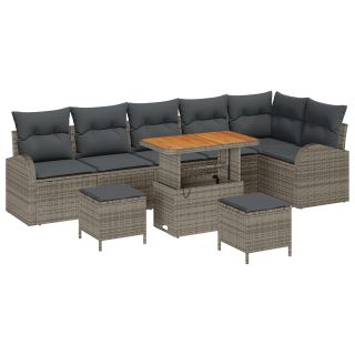 9-osaline aiadiivanite komplekt padjadega hall polü rattan akatsiast,2-kohaline aiadiivan hoiuruumi ja padjadega hall polü rattan,3-osaline aia söögikomplekt padjadega hall polü rattan akatsiast