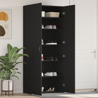 Jalatsikapp Must 80x35,5x180 cm Tehispuit
