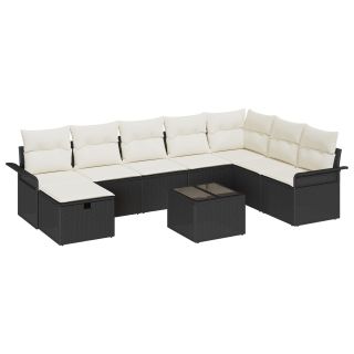 9 osa aia diivanikomplekt patjadega must polü rattan