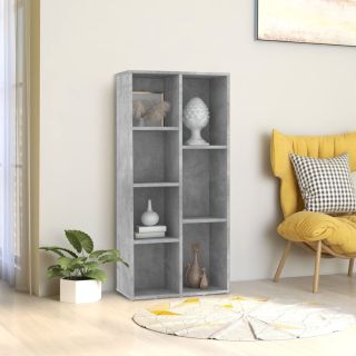 Книжный шкаф бетонно-серый 50 x 25 x 106 см, искусственное дерево