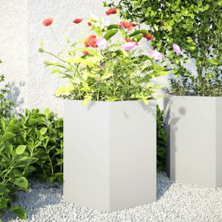 aia taimekastid 2 tk, valge, kuusnurkne, 46x40x45 cm, teras