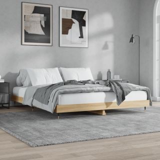 voodiraam ilma madratsita, Sonoma tamm, 200x200 cm, tehispuit