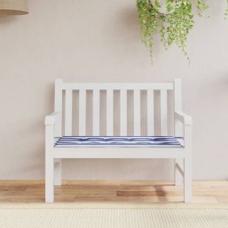 Подушка для сиденья садовой скамейки, сине-белая полоска, 100 x 50 x 3 см