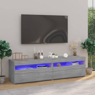Тумба под телевизор с LED-подсветкой, 2 шт., серый дуб Сонома, 75x35x40 см