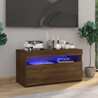 telerialus LED-tuledega, pruun tamm, 75 x 35 x 40 cm