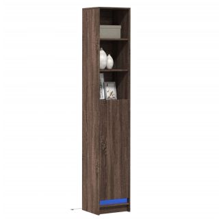 puhvetkapp LED-tulega, pruun tamm, 36x32,5x200 cm, tehispuit