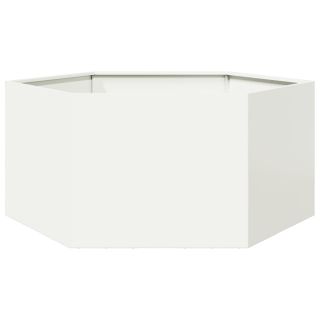 kuusnurkne aia taimekast, valge, 104 x 90 x 45 cm, teras