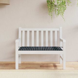 подушка для сиденья садовой скамейки, черный клетчатый узор, 120 x 50 x 3 см, ткань
