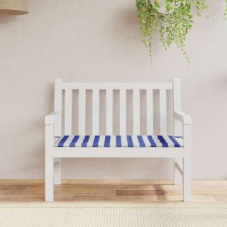 Подушка для сиденья садовой скамейки, сине-белая полоска, 120 x 50 x 3 см