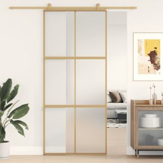 раздвижная дверь, золото, 90x205 см, матовое стекло ESG и алюминий