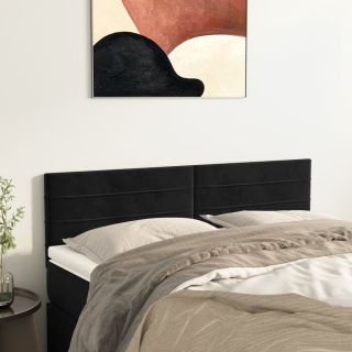 изголовья 2 шт., черные, 72x5x78/88 см, бархат