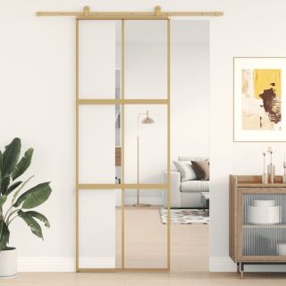 liuguks, kuldne, 76x205 cm, läbipaistev ESG-klaas ja alumiinium