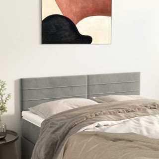 изголовья 2 шт., светло-серые, 72x5x78/88 см, бархат