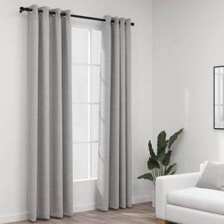 linase välimusega pimendavad kardinad 2 tk hall 140x225 cm