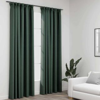 pimendavad kardinad konksudega, 2 tk roheline 140 x 245 cm