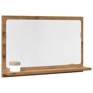 зеркало в ванной комнате, шкафчик из дуба Artisan 60x11x37 см, конструкция из дерева